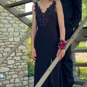 Black V Neck Prom Dress